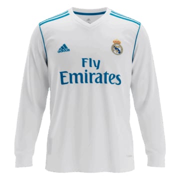 Men's Replica adidas Real Madrid Home Long Sleeve Jersey 17/18