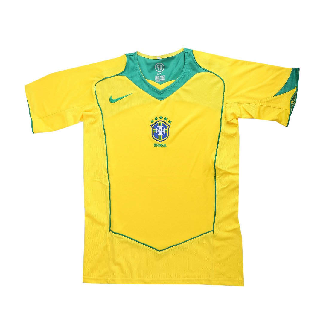 Men's Replica Nike Brazil Home Jersey 2004 - Image 6