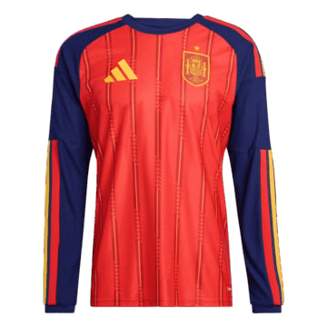 Men's Authentic adidas Spain Home Long Sleeve Jersey 2026
