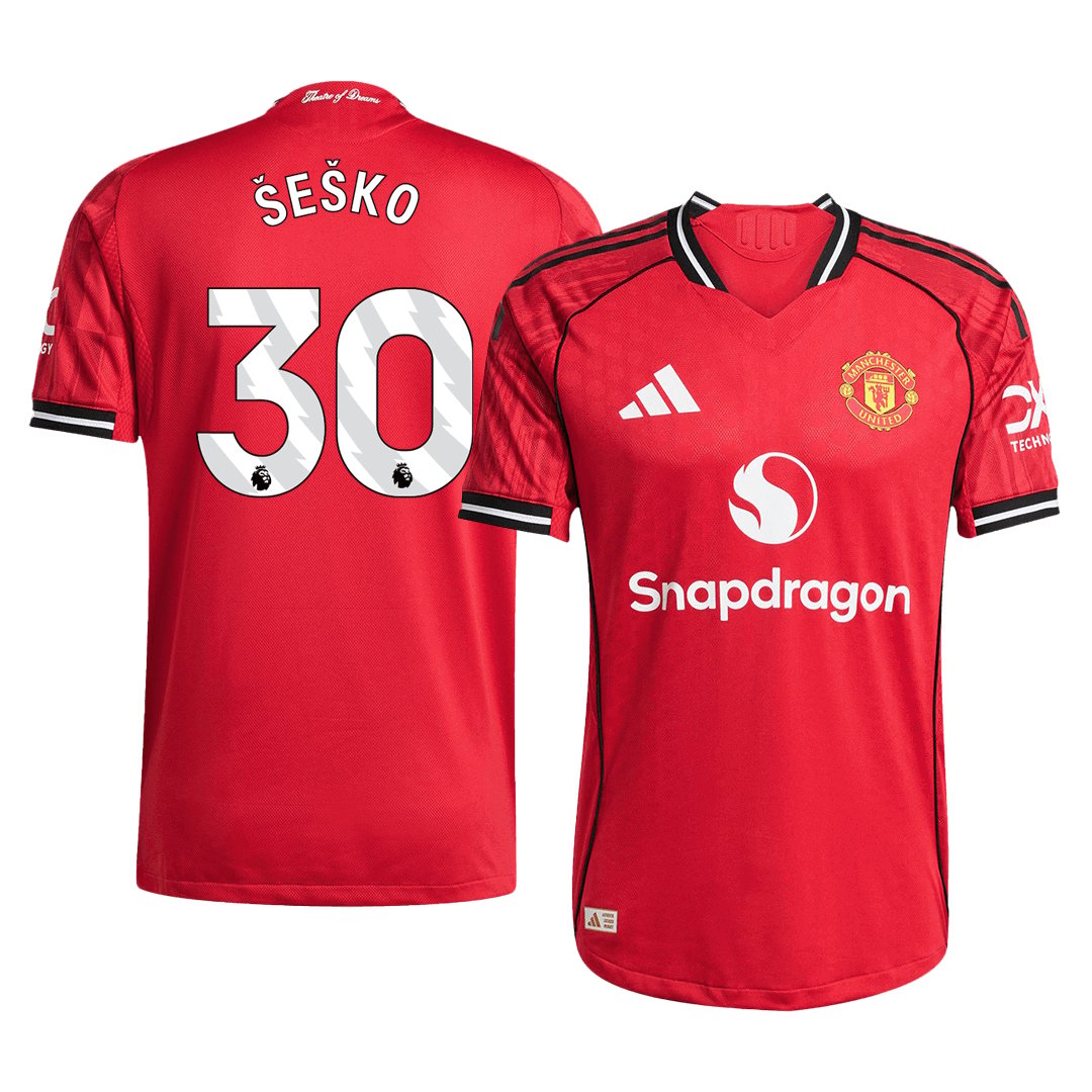 Men's Manchester United ŠEŠKO #30 Home Player Version Jersey 25/26