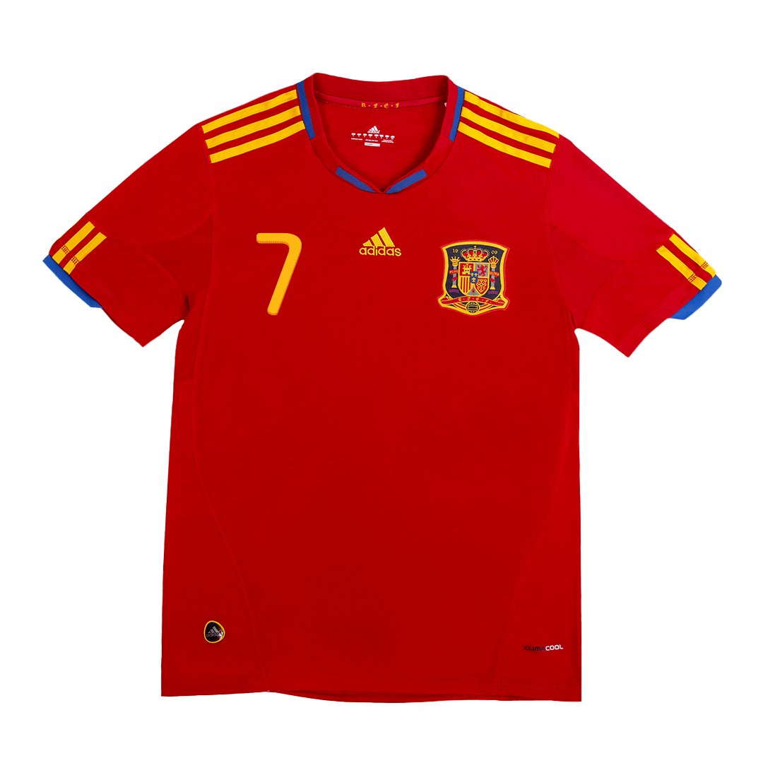 Men's Spain DAVID VILLA #7 Home Jersey 2010 - Image 2