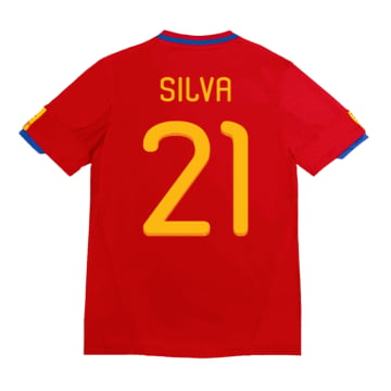 Men's Replica adidas Spain Home Jersey 2010 SILVA #21
