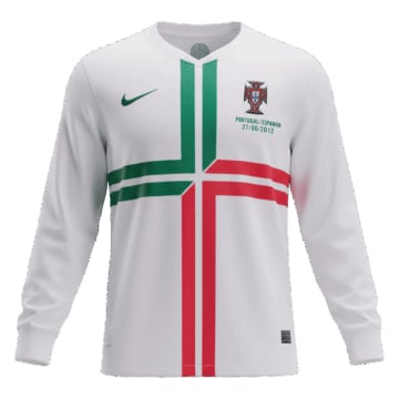 Men's Replica Nike Portugal Away Long Sleeve Jersey 2012