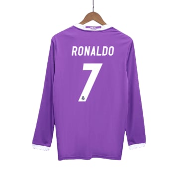 Men's Replica adidas Real Madrid Away Long Sleeve Jersey 16/17 RONALDO #7