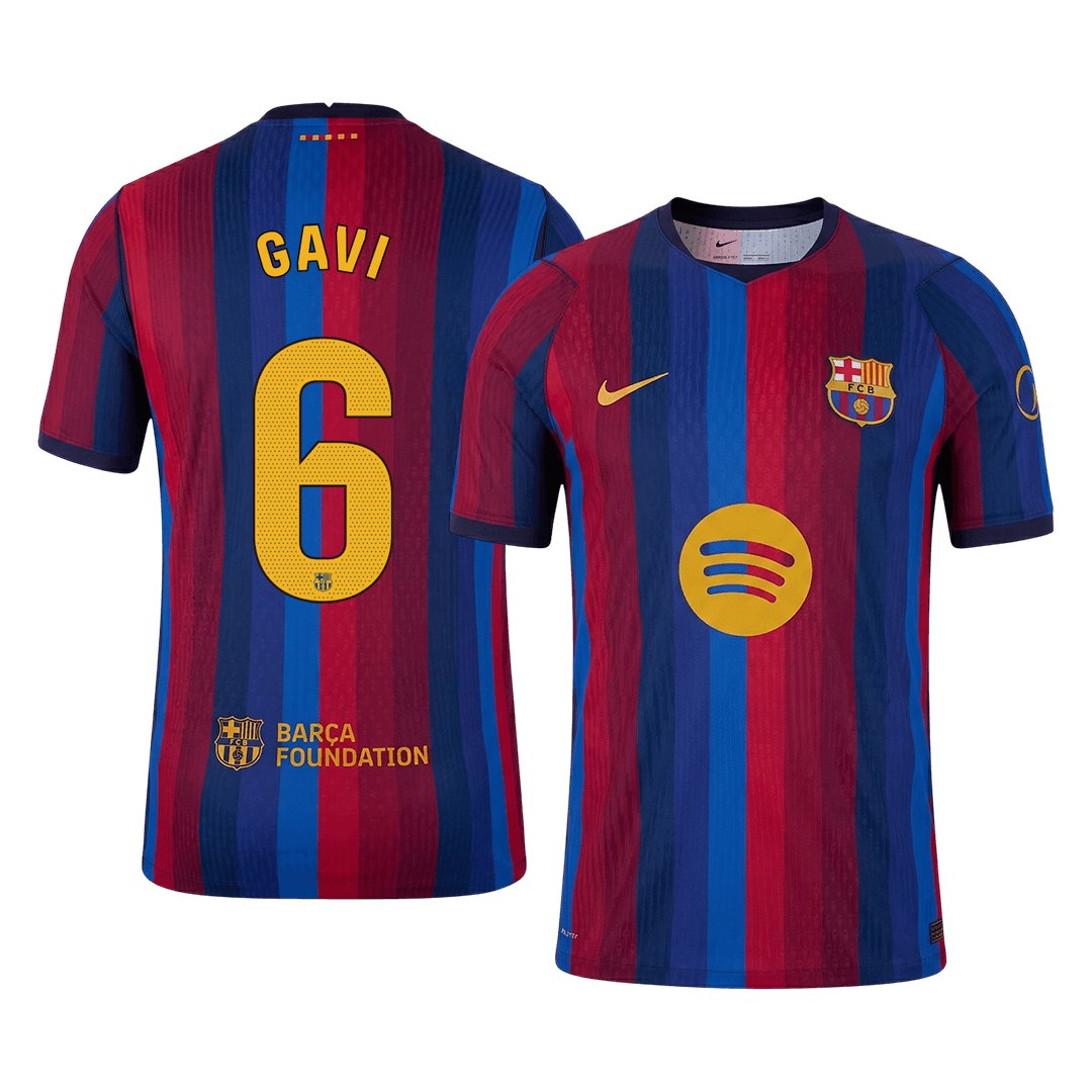 Men's Authentic Nike Barcelona Home Jersey 26/27 GAVI #6