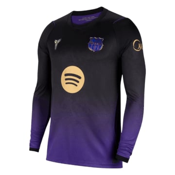 Men's Replica Nike Barcelona Away Long Sleeve Jersey 26/27