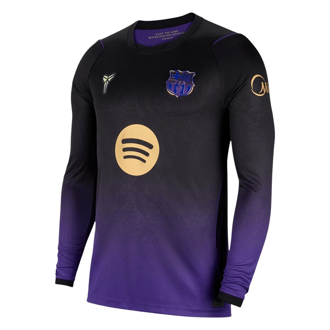 Men's Replica Nike Barcelona Away Long Sleeve Jersey 26/27