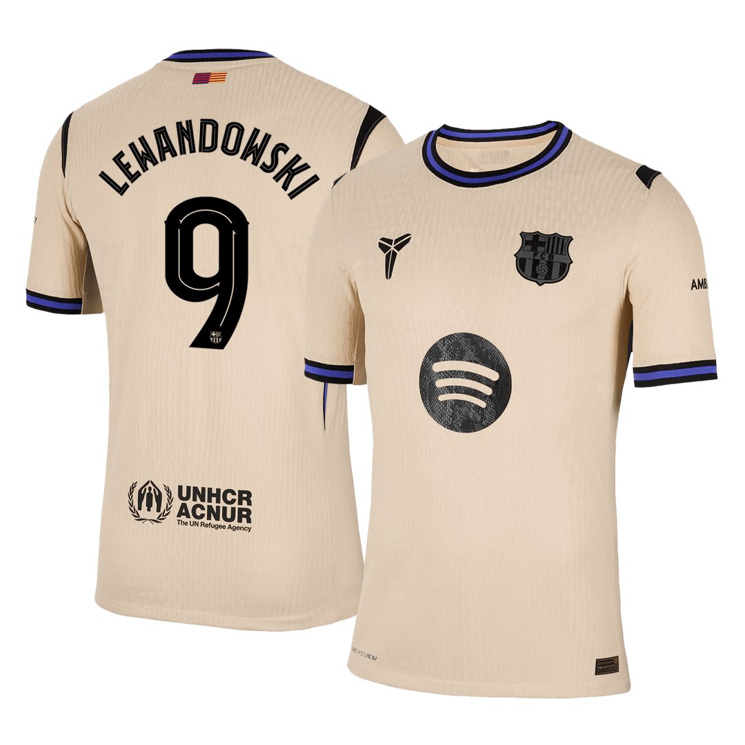 Men's Barcelona LEWANDOWSKI #9 Away Player Version Jersey 25/26