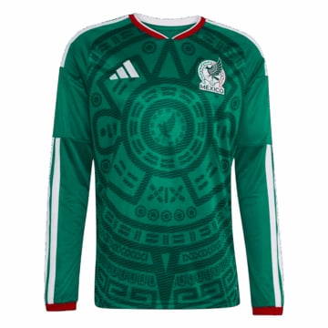 Men's Replica adidas Mexico Home Long Sleeve Jersey 2026