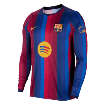 Men's Replica Nike Barcelona Home Long Sleeve Jersey 26/27