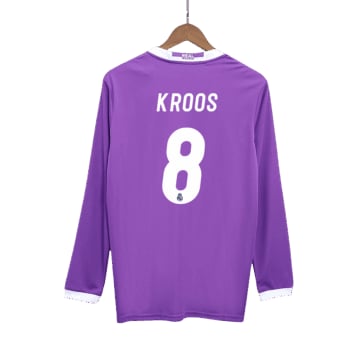 Men's Replica adidas Real Madrid Away Long Sleeve Jersey 16/17 KROOS #8