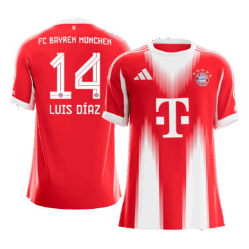 Men's Replica adidas Bayern Munich Home Jersey 25/26 LUIS DÍAZ #14