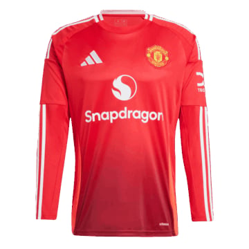 Men's Replica adidas Manchester United Home Long Sleeve Jersey 24/25