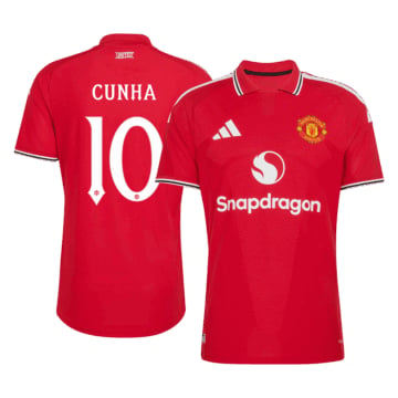 Men's Authentic adidas Manchester United Home Jersey 26/27 CUNHA #10