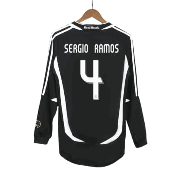 Men's Replica adidas Real Madrid Away Long Sleeve Jersey 06/07 SERGIO RAMOS #4