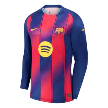 Men's Replica Nike Barcelona Home Long Sleeve Jersey 25/26