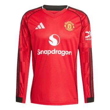 Men's Replica adidas Manchester United Home Long Sleeve Jersey 25/26