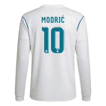 Men's Replica adidas Real Madrid Home Long Sleeve Jersey 17/18 MODRIĆ #10