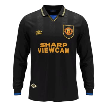 Men's Replica Umbro Manchester United Away Long Sleeve Jersey 93/94