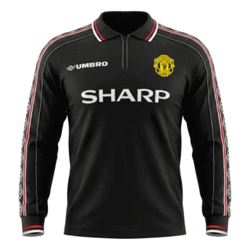 Men's Replica Umbro Manchester United Away Long Sleeve Jersey 1998