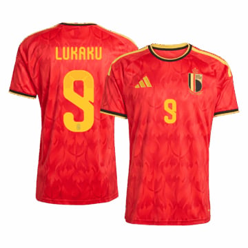 Men's Replica adidas Belgium Home Jersey 2026 LUKAKU #9