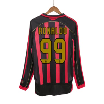 Men's Replica adidas AC Milan Home Long Sleeve Jersey 06/07 RONALDO #99