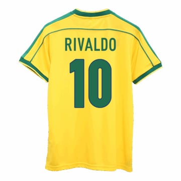 Men's Brazil RIVALDO #10 Home Jersey 1998