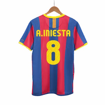 Men's Replica Nike Barcelona Home Jersey 10/11 A.INIESTA #8