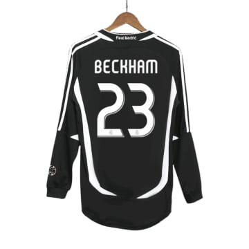 Men's Replica adidas Real Madrid Away Long Sleeve Jersey 06/07 BECKHAM #23