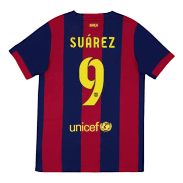Men's Barcelona SUÁREZ #9 Home Jersey 14/15
