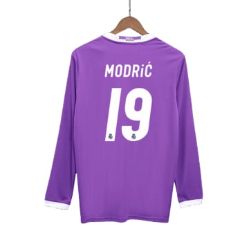 Men's Replica adidas Real Madrid Away Long Sleeve Jersey 16/17 MODRIĆ #19