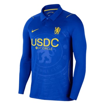 Kids Replica Nike Chelsea FC Home Long Sleeve Kit 26/27