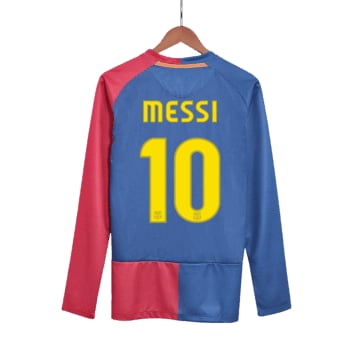 Men's Replica Nike Barcelona Home Long Sleeve Jersey 08/09