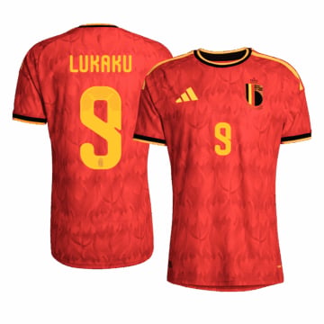 Men's Authentic adidas Belgium Home Jersey 2026 LUKAKU #9