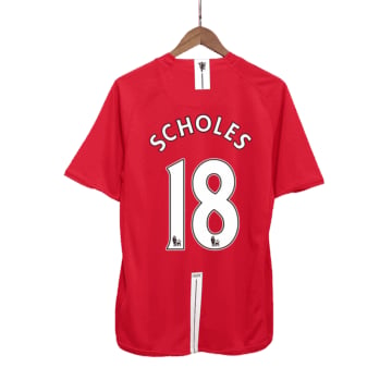 Men's Replica Nike Manchester United Home Jersey 07/08 SCHOLES #18
