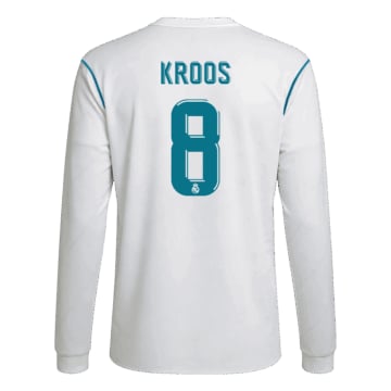 Men's Replica adidas Real Madrid Home Long Sleeve Jersey 17/18 KROOS #8
