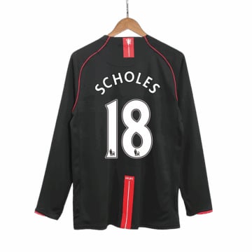 Men's Replica Nike Manchester United Away Long Sleeve Jersey 07/08 SCHOLES #18