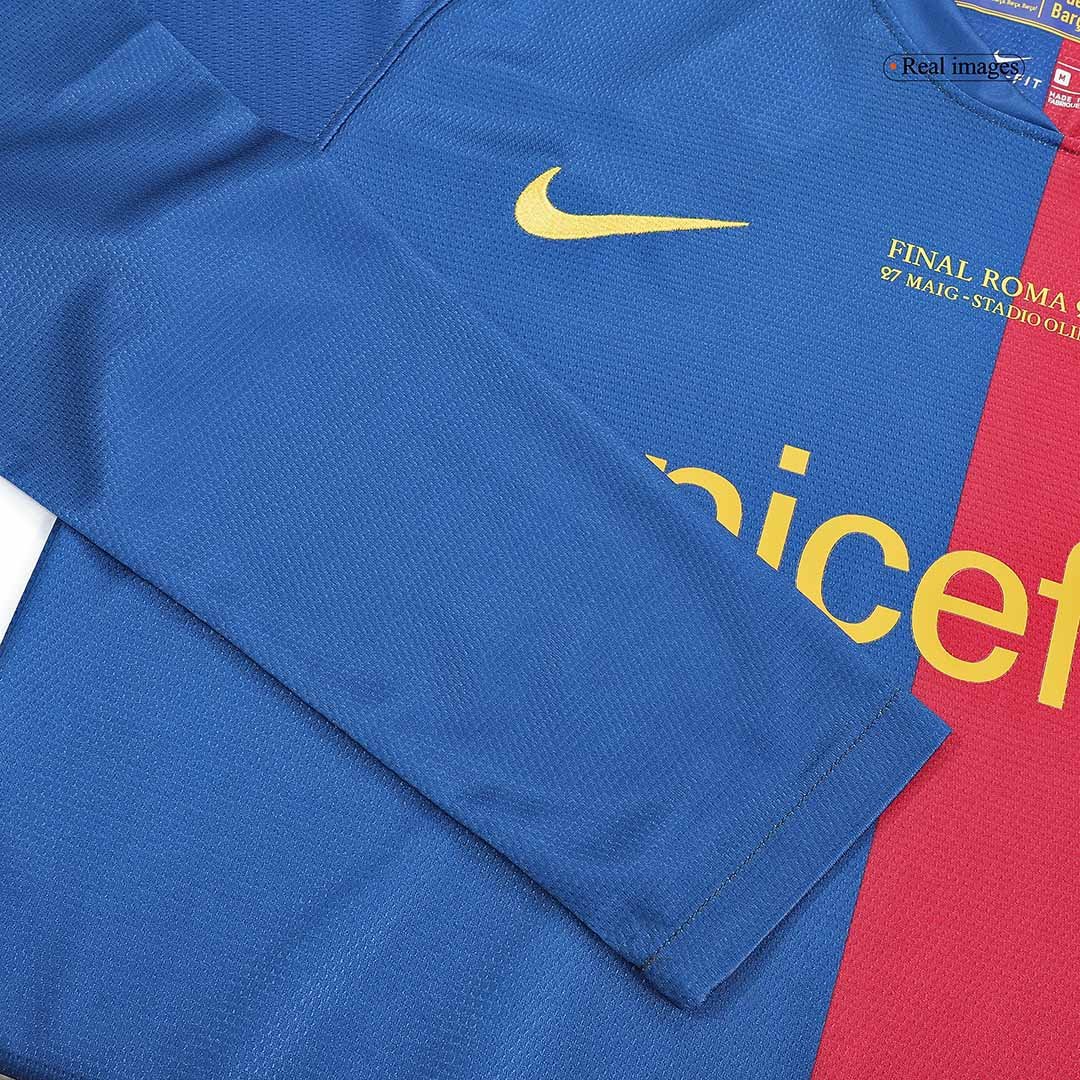Men's Replica Nike Barcelona Home Long Sleeve Jersey 08/09 - Image 7