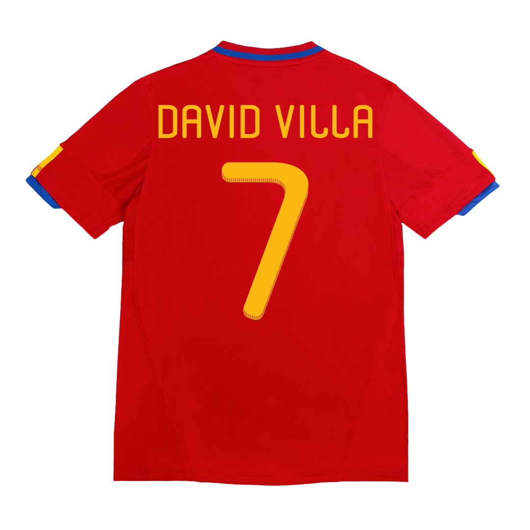Men's Spain DAVID VILLA #7 Home Jersey 2010